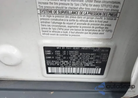 2010 Subaru Outback 2.5I Premium z USA, uszkodzony, nr VIN 4S4BRCCC4A3329527